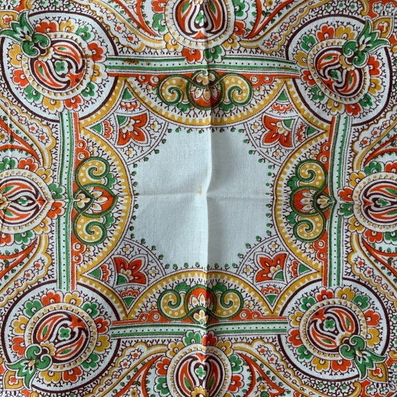 VINTAGE 2 LADIES COTTON HANDKERCHIEFS MOSAIC DESIGN - Picture 6 of 6